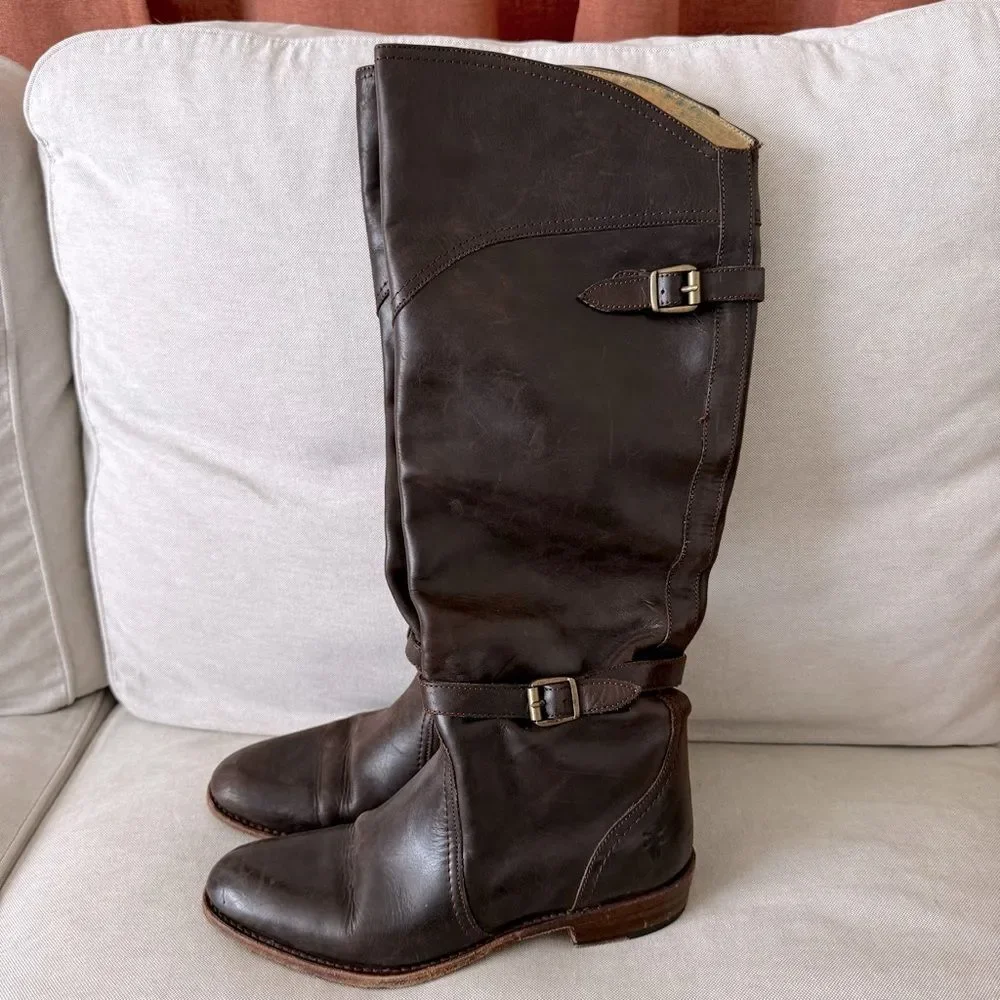 Frye Brown Dorado Knee High Riding Boots